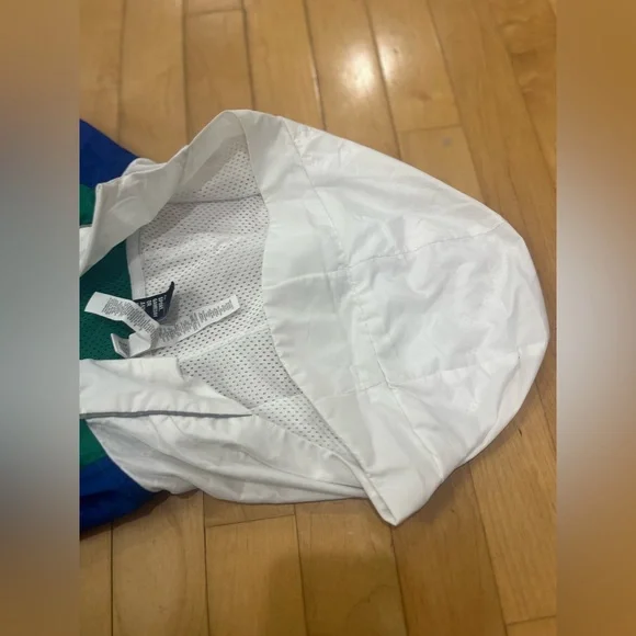 Adidas Green and Blue Windbreaker Jacket with a Hood - Picture 11 of 11
